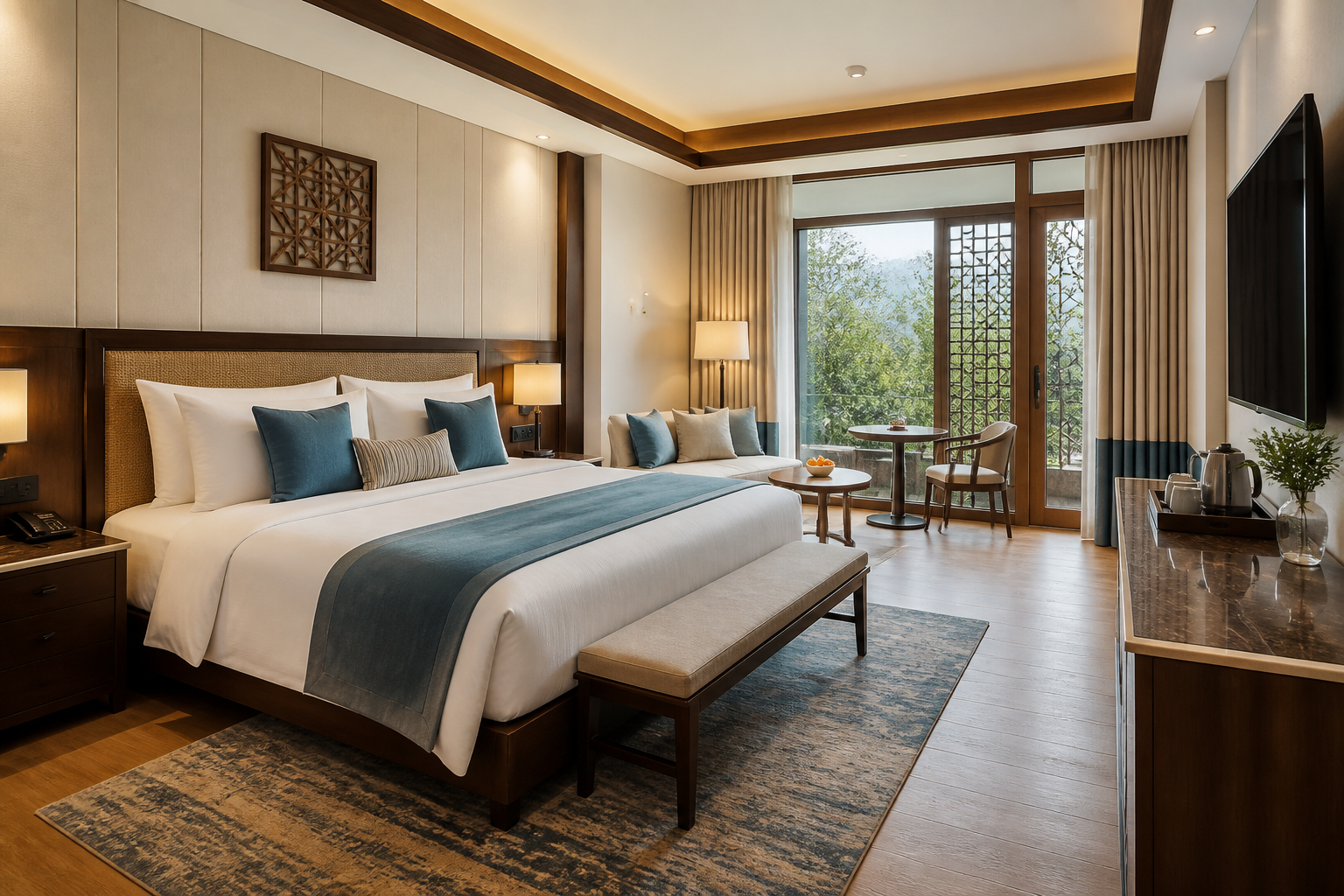 Modern boutique hotel guest room