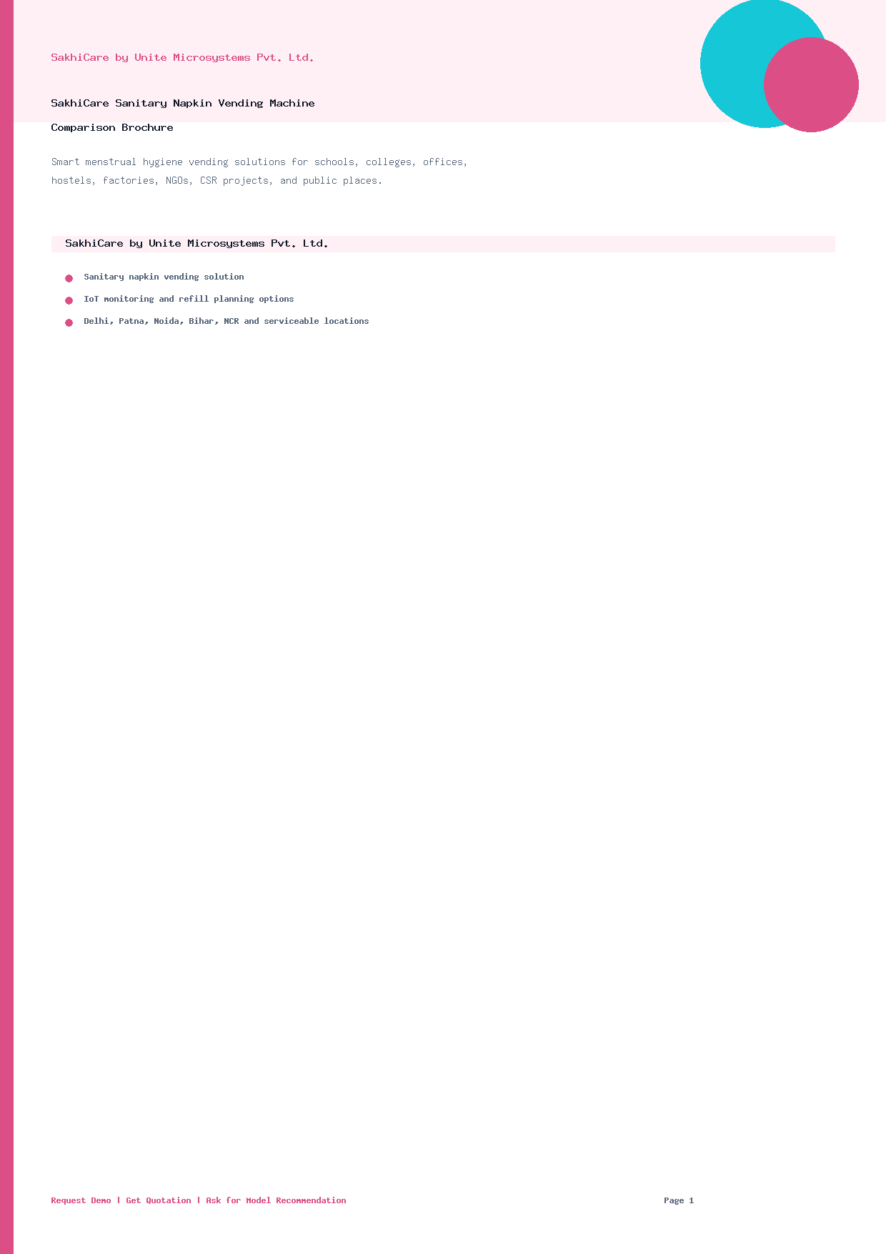 SakhiCare product comparison brochure cover preview