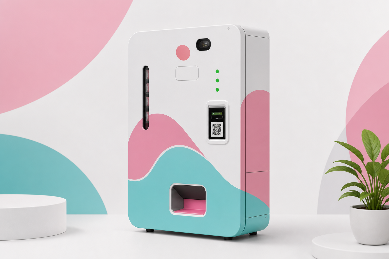 SakhiCare automatic QR based sanitary napkin vending machine product mockup
