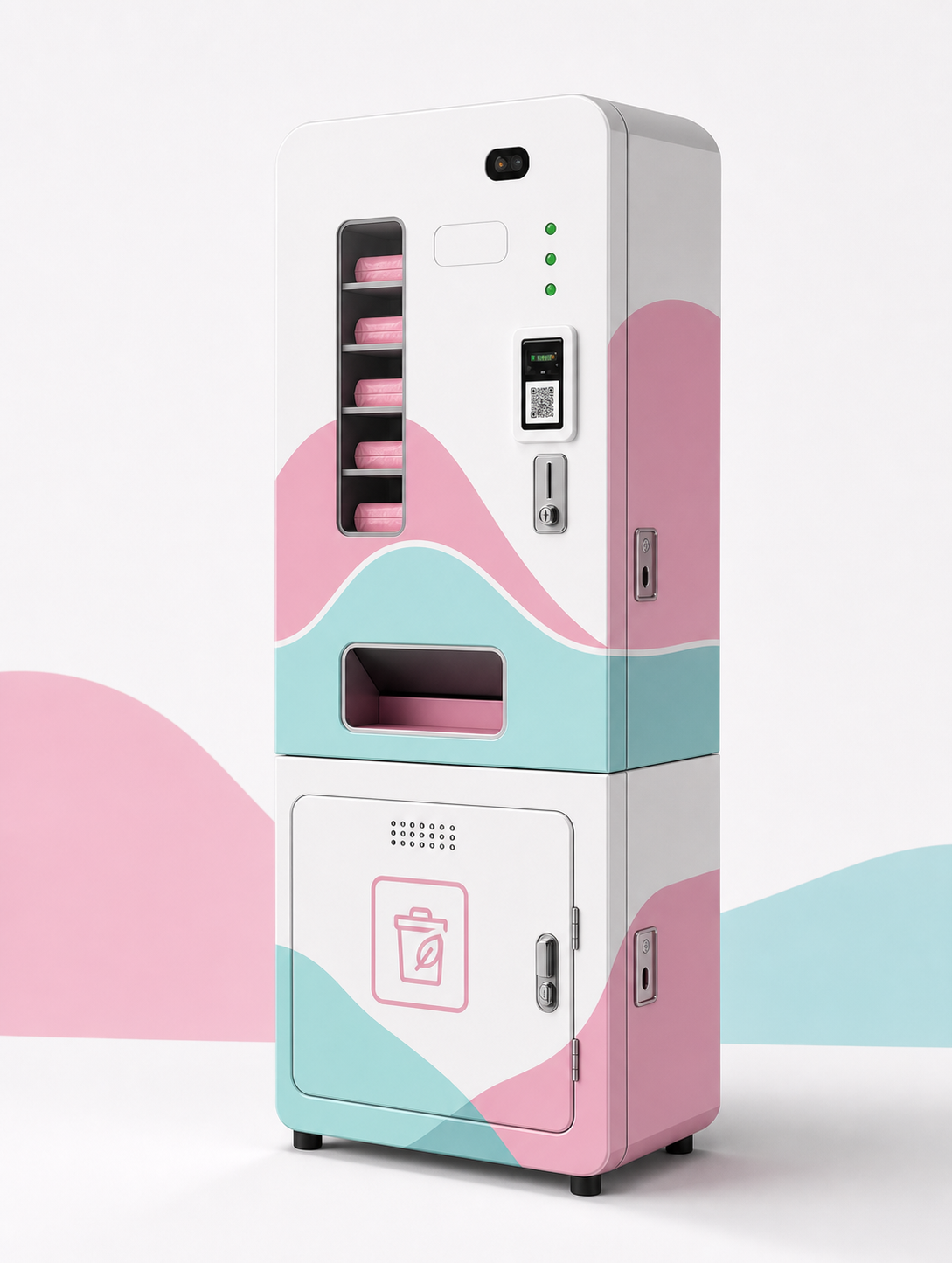 SakhiCare sanitary napkin vending machine with integrated incinerator product mockup